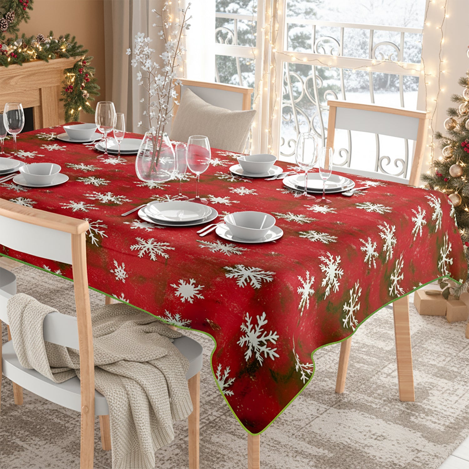 VESTIAMO CASA GRAN NATALE - Tovaglia Antimacchia Natalizia White Winter 140x300 cm